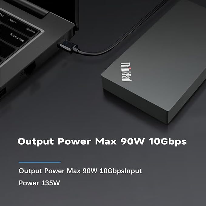 ThinkPad 40AF0135 Docking Station Dual Monitor,USB-C with USB-A Adapter Comes with 135W Adapter + USB-C Cable + Docking Station Renew