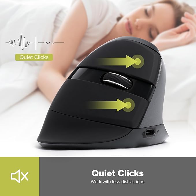 DELUX Wireless Ergonomic Mouse, Vertical Mouse for Small Hands, Silent Click Ergo Mouse, Up to 4000 DPI, 6 Buttons, Rechargeable, 2.4G/BT 5.2 Dual-Mode, Compatible with Laptop/PC (M618MINI-Iron Gray)