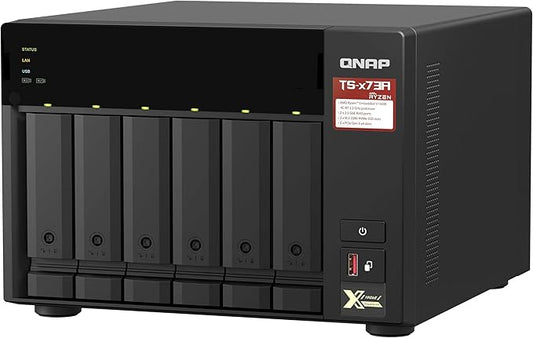 QNAP 6-Bay TS-673A-8G-US (NAS) (Ryzen V1500B, 8GB DDR4, 2X M.2 nVME, 2X 2.5GbE LAN, 2X PCIe x4 Slot, IR, diskless)