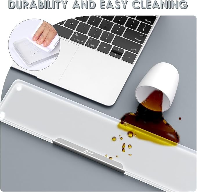 Acrylic Gaming Keyboard Wrist Rest,Clear Ergonomic Palm Rest with Anti-Slip Base,Customized Metal CNC Aluminum Alloy Logo for Compact 80% Computer Keyboard,Office,Home,Laptop,Mac,Easy Typing-Sliver