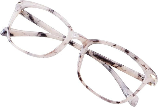 VisionGlobal Blue Light Blocking Glasses for Women, Anti Eyestrain, Computer Reading, TV Glasses, Stylish Square Frame, Anti Glare(Marble,No Magnification)