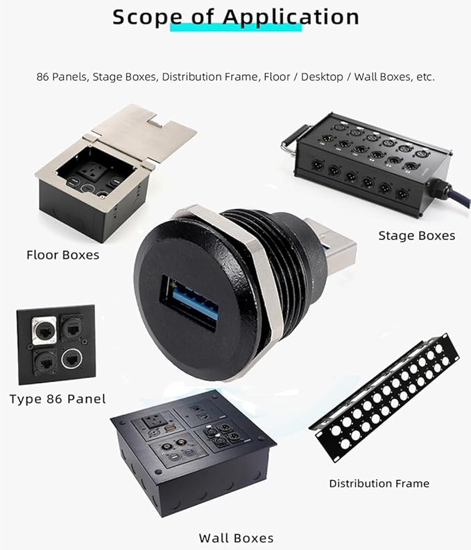 PENGLIN 2PCS USB 3.0 Connector, USB Male to Female Conversion Connector, USB3.0 Panel Mount Extension Adapter for Data Transfer/Charging