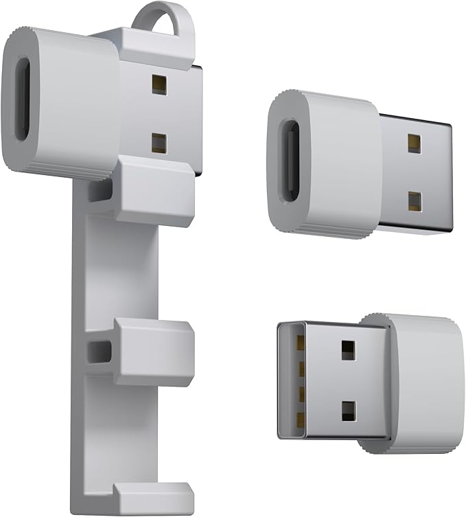 USB to USB C Adapter,3Pack USBC Female to USB A Male with Convenient Carrier, Type C Converter for iPhone 17/16/15/14/13/12, iPad, iWatch, AirPods,Galaxy S25/S24 (Grey)