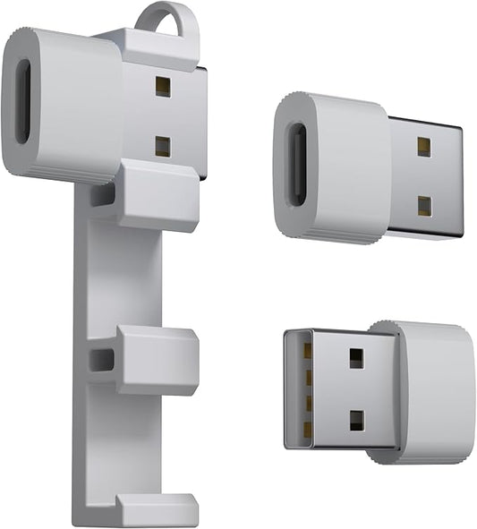 USB to USB C Adapter,3Pack USBC Female to USB A Male with Convenient Carrier, Type C Converter for iPhone 17/16/15/14/13/12, iPad, iWatch, AirPods,Galaxy S25/S24 (Grey)