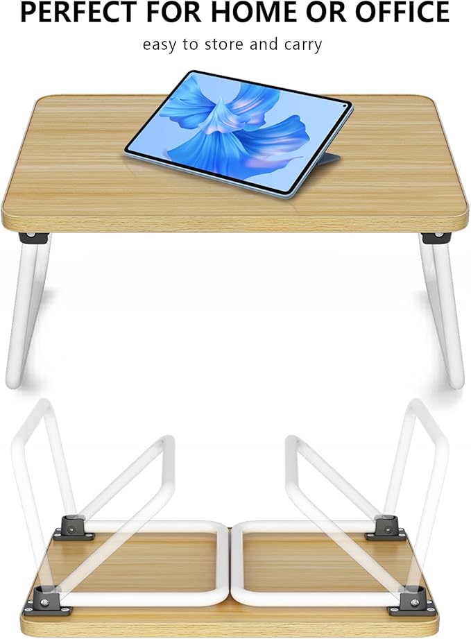 Lap Desks Laptop Tray for Bed or Couch,Portable Breakfast Serving Tray with Folding Legs,Foldable & Lightweight Mini Table, Laptop Stand for Working, Reading and Writing,Beige