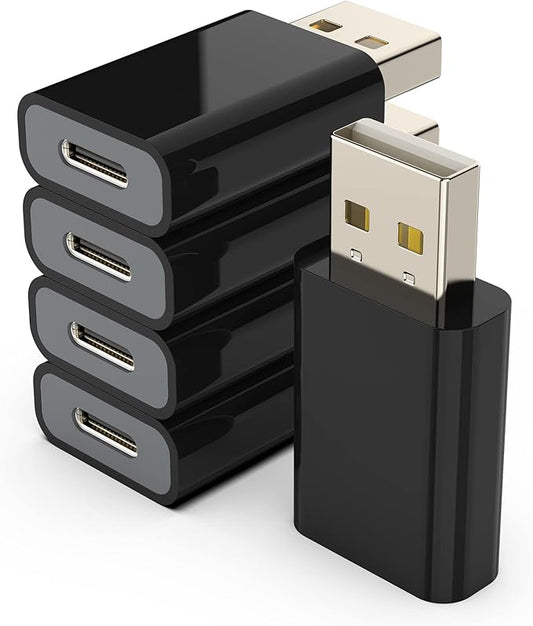 USB to USB C Adapter Pack-5,Compatible with Apple MagSafe Watch 7/8/9/SE/Ultra,USB C Female to USB Male Adapter for iPhone 15 14 13 12 Mini Pro Max,iPad,Galaxy Note,Google Pixel 7 6 5, Black