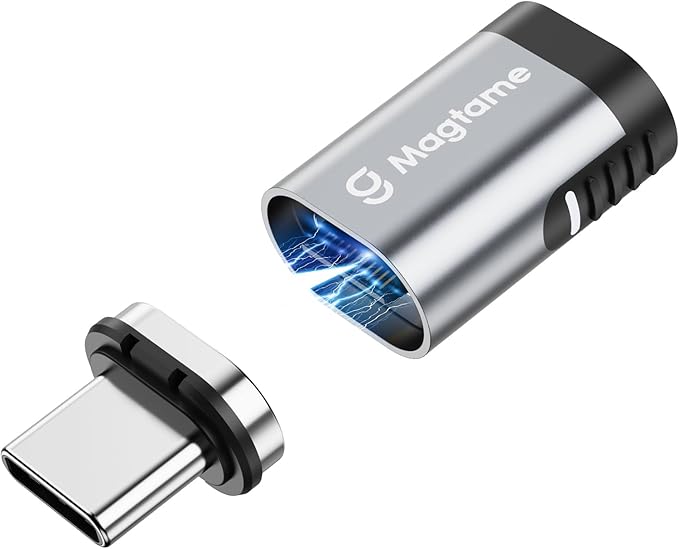 Magtame 24Pin Magnetic USB C Male to USB C Female Adapter, 240W Type C Adapter Extender, 40Gbps Data Transfer 4K Video Output for Steam Deck, ROG Ally, Switch, Notebook, PC, Tablet, iPhone 15 16