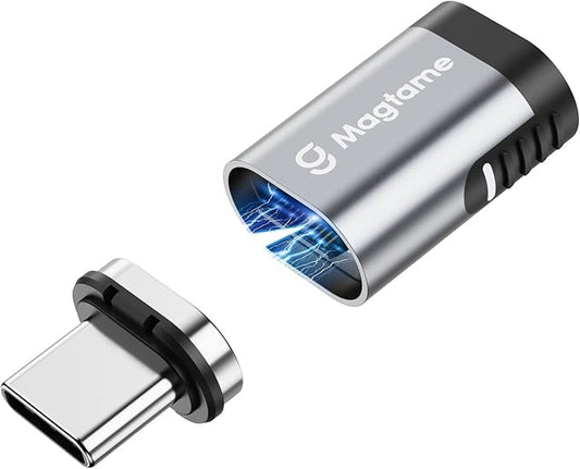 Magtame 24Pin Magnetic USB C Male to USB C Female Adapter, 240W Type C Adapter Extender, 40Gbps Data Transfer 4K Video Output for Steam Deck, ROG Ally, Switch, Notebook, PC, Tablet, iPhone 15 16