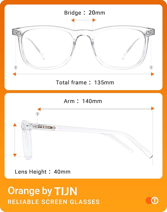 TIJN Sleep Glasses Blue Green Light Blocking Dual AR Coatings Amber Lens for Computer Gaming Screen Fatigue & UV Protection
