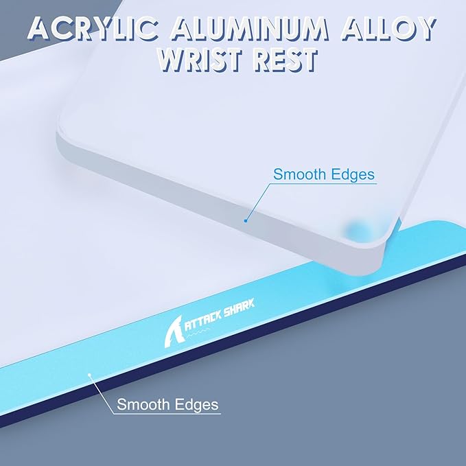 Acrylic Gaming Keyboard Wrist Rest,Clear Ergonomic Palm Rest with Anti-Slip Base,Customized Metal CNC Aluminum Alloy Logo for Compact 80% Computer Keyboard,Office,PC Gaming,Laptop,Mac,Easy Typing-Blue