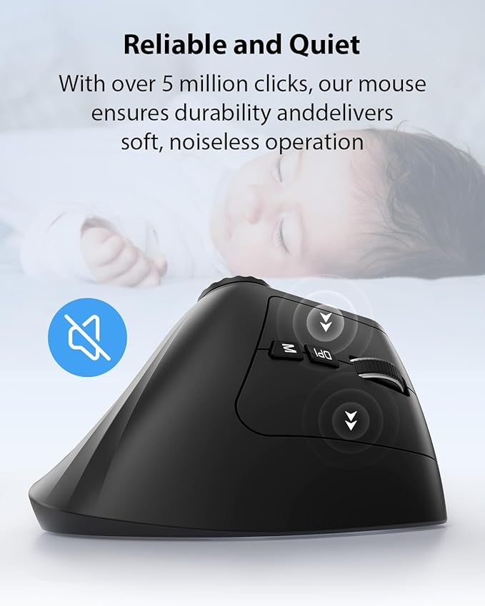 Transformers Vertical Ergonomic Mouse with LED Screen & Knob Control, Rechargeable Vertical Mouse Wireless, 3-Device Connectivity (2.4G + Dual Bluetooth), Quiet Clicks, Computer Mice for PC/Mac/Laptop