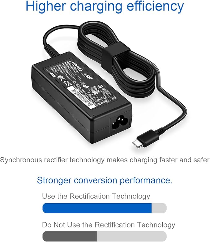 Chromebook Charger USB C Laptop Charger Compatible with HP, Lenovo, Dell, Acer, Asus, Samsung, Google Type C 45W Universal Power Adapter