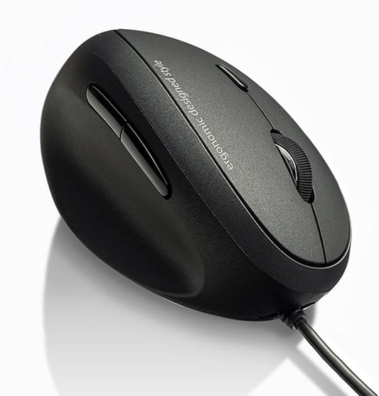 SANWA Wired Left Handed Ergonomic Mouse, Optical Vertical Mice for Small Hands, Reduce Wrist Strain,1000/1600/2400/3200 DPI, 6 Buttons, Compatible with Laptop, Desktop, Windows, Mac, Black