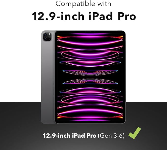 ZAGG Pro Keys Detachable Case and Wireless Keyboard for Apple iPad Pro 12.9, Multi-Device Bluetooth Pairing, Backlit Laptop-Style Keys, Apple Pencil Holder, 6.6ft Drop Protection - Charcoal
