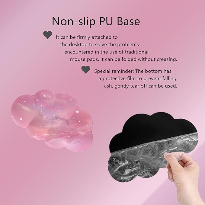 Cloud Mouse Pad Keyboard Wrist Rest 4PCS Galaxy Space Extended Large Desk Mat Pad Set Memory Foam Non-Slip Ergonomic Gaming Mouse Pad Wrist Support for Computer Laptop Home Office Cute Pink Stars