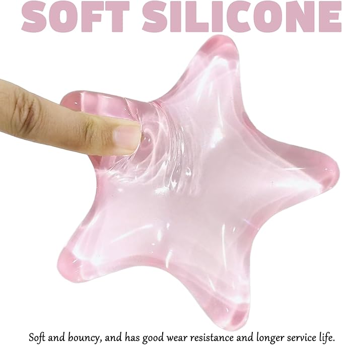 Gel Wrist Rest for Keyboard and Mouse Transparent Pink Sea Star Elbow Pad Cushion Ergonomic Cute Clear Cool Mouse Wrist Pad Silicone Non-Slip Support for Computer Gaming Office Hand Pillow Ocean Beach