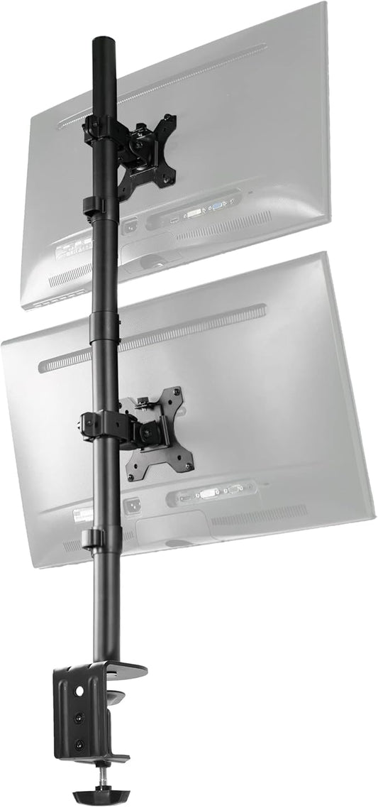 VIVO Dual Vertically Stacked Monitor Desk Mount, Extra Tall Adjustable Stand for 2 Ultrawides up to 34 inches, 22 lbs Capacity, Black, STAND-V002T