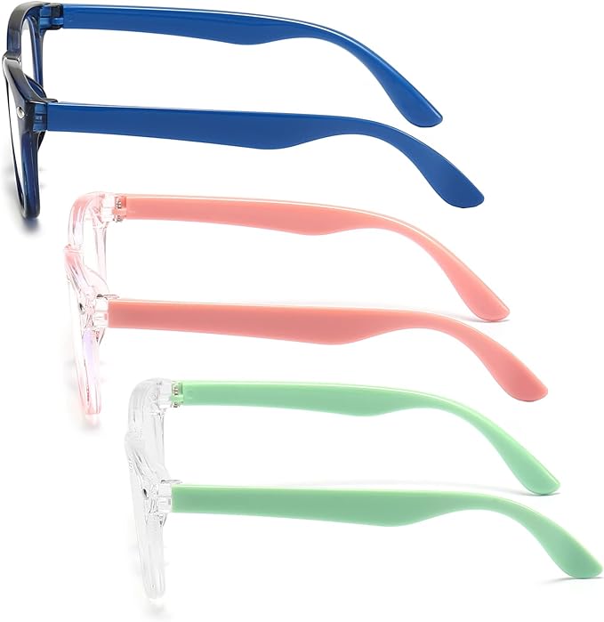 3 Pack kids Blue Light Blocking Glasses For Girls And Boys Computer Blue Light Blocking Glasses For Age 3-9 (Dark blue + Light pink +Light green)