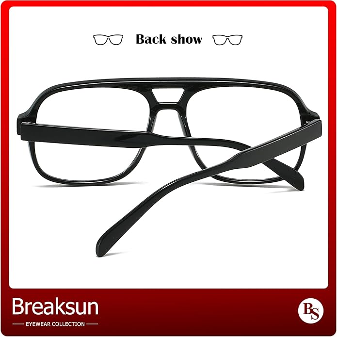Oversized Square Aviator Glasses for Women Men Big Frame Retro Blue Light Blocking Glasses Vintage Style
