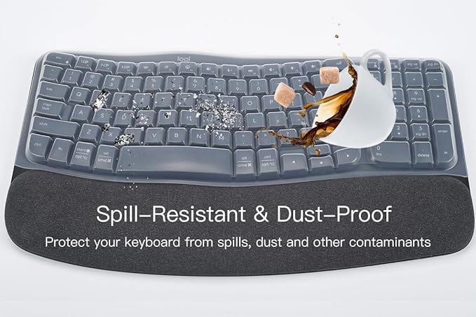 Keyboard Cover Skin for Logitech Wave Keys MK670 Combo Keyboard Skin, Logitech Wave Keys Wireless Ergonomic Keyboard Cover Protector Skin, Logitech Wave Keys Accessories, Clear