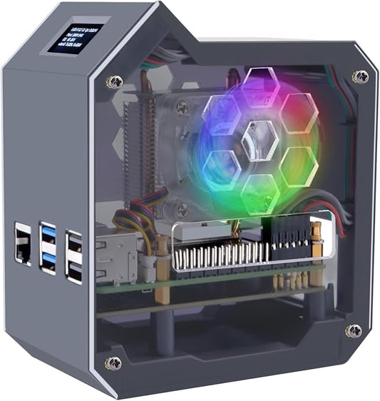 GeeekPi N07 MiniTower NVMe NAS Kit for Raspberry Pi 5, Supports M.2 NVMe SSD 2230/2242/2260/2280
