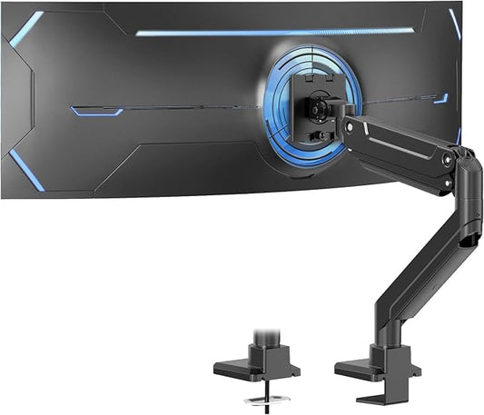PUTORSEN 17-49 Inch Ultrawide Monitor Arm, up to 20KG, Heavy Duty Monitor Arm, Premium Aluminium Monitor Mount for Flat/Curved Monitor with VESA 75 * 75/100 * 100 mm, Gas Spring Monitor Desk Mount