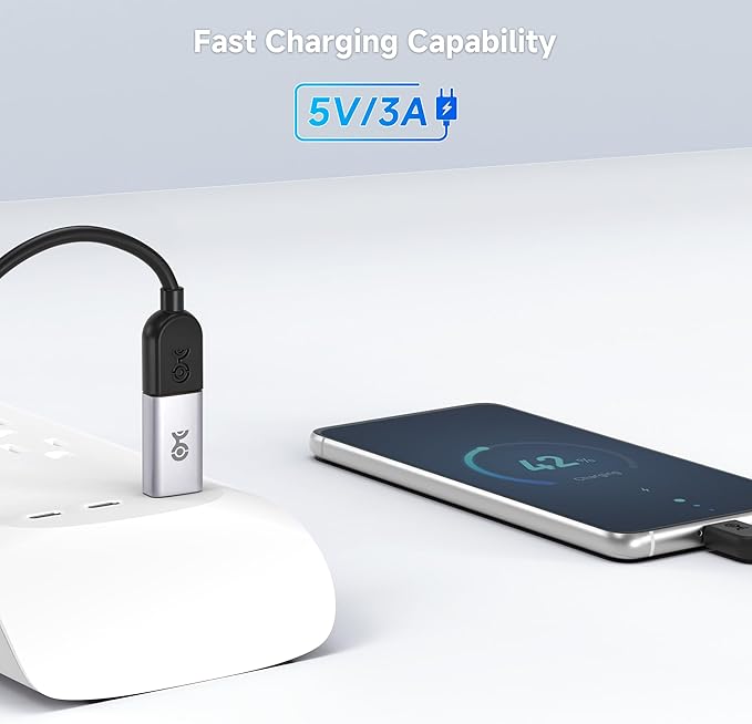Cable Matters 2-Pack 10Gbps USB C to USB Adapter Male to Female for High-Speed Data Transferring & Fast Charging, Reversible USBC, USBA to USBC Adapter for iPhone 17/16, iPad Pro, Galaxy S23