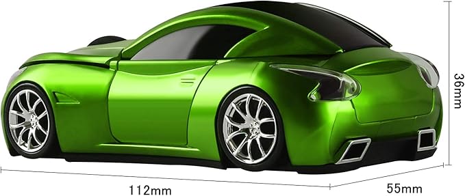 elec Space Cool Sport Car Shape 2.4GHz Wireless Mouse Optical Cordless Mice with USB Receiver for PC Laptop Computer 1600DPI 3 Buttons