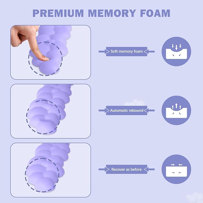 Cloud Keyboard Wrist Rest and Mouse Pad with Wrist Support Set, Ergonomic PU Leather Mousepad, Pain Relief Memory Foam Non-Slip for Computer,Laptop,Lavender Purple