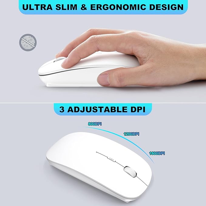 TRELC Wireless Numeric Keypad, Mini 2.4G 18 Keys Number Pad, Portable Silent Financial Accounting Numeric Keypad Keyboard Extensions with Wireless Mouse for Laptop, PC, Desktop, Notebook (White)