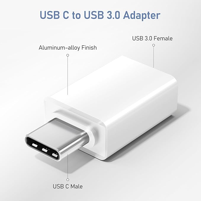 Basesailor USB C to USB Adapter 3Pack,USB C Male to USB A 3.0 Female Adapter,Type C Thunderbolt 4 OTG Converter for Apple MacBook Pro,iPad Air,Microsoft Surface Go,Samsung Galaxy S26,iPhone 17 17e 16
