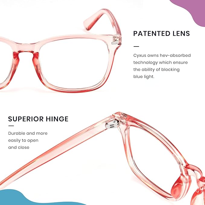 Cyxus Blue Light Glasses Men Women Reduce Eye Strain UV Blocking for Office Work Computer Screen 8082
