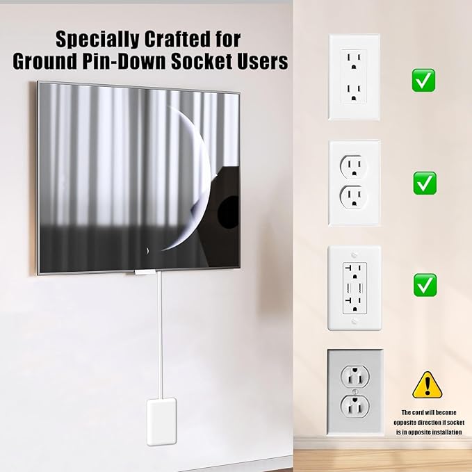 3FT Ultra Flat Plug Extension Cord Power Strip with Multi Outlets, Patented Detachable Ultra-Thin Outlet Concealer & Ultra-Flat Plug, Ideal for Home Improvement, Hide Bulky and Messy Cords