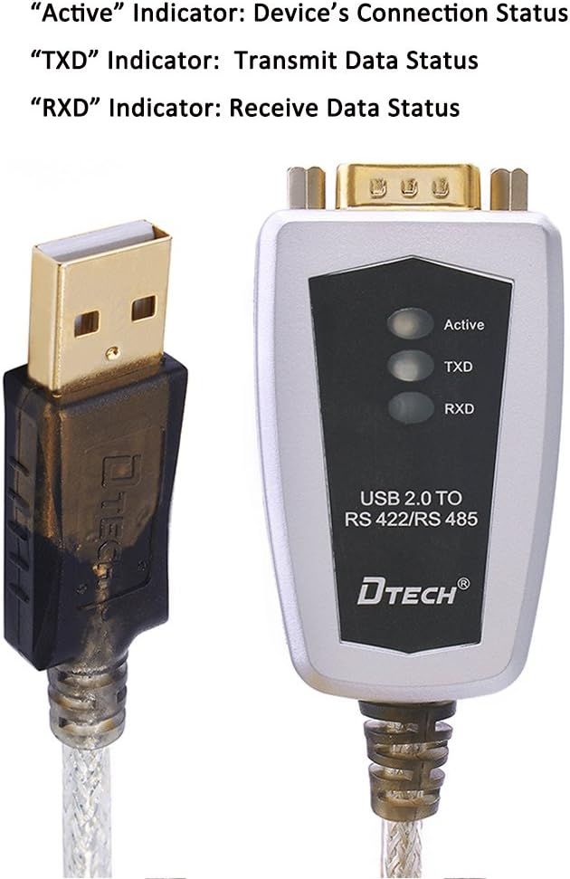DTECH 6 Feet USB to RS422 RS485 Serial Port Converter Adapter Cable with FTDI Chip Supports Windows 11 10 8 7 XP Mac