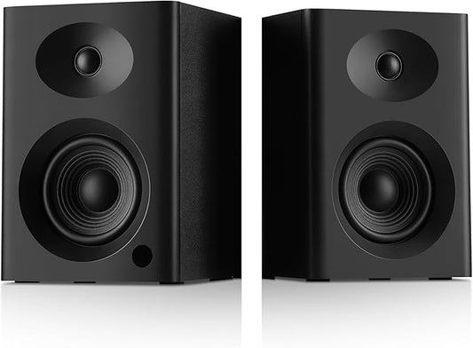 Bookshelf Speakers for Studio Monitors, 80W Peak Output HiFi Gaming Speakers, 4" Desktop Audio System for TV, Laptop, Record Player, Gifts, Black Pair