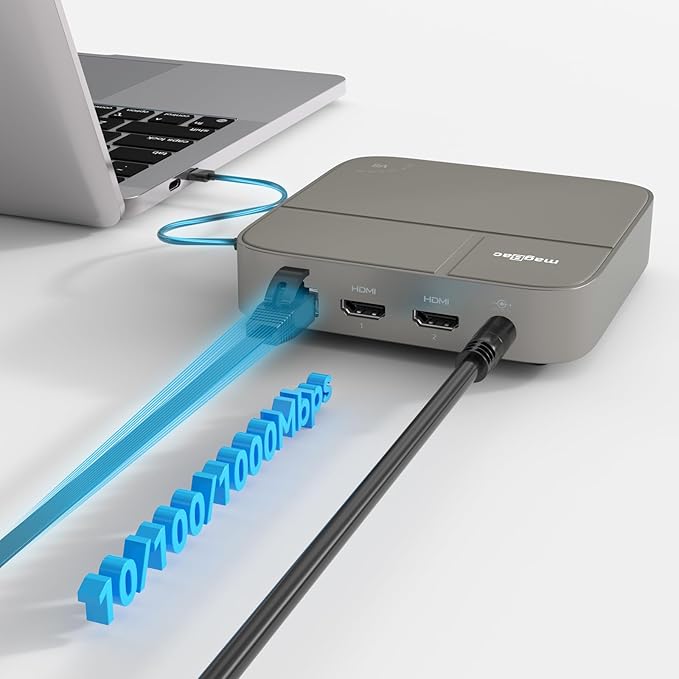 USB C Docking Station Dual Monitor 4K@60Hz or Single 8K@30Hz with 2 HDMI for Windows Laptops,11-in-1 Laptop Docking Station with 5 USB A/C, SD, Gigabit Ethernet, Audio, 130W AC Power Supply