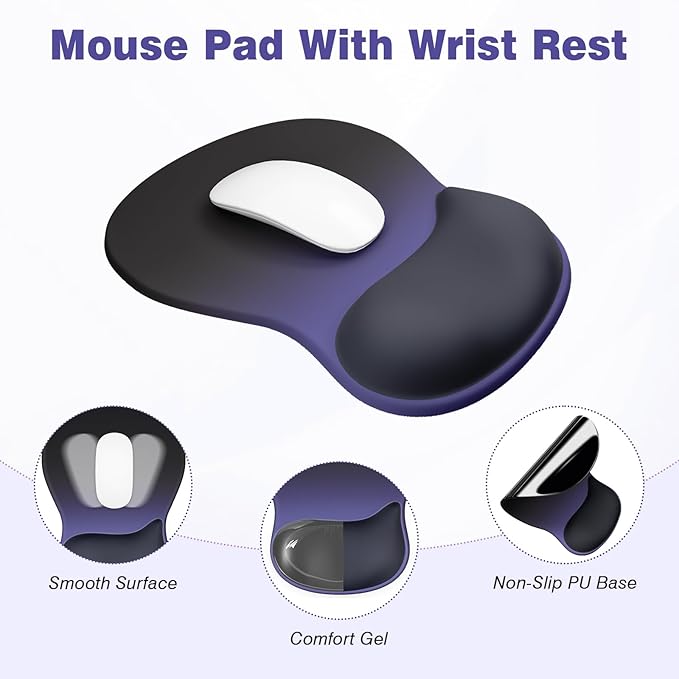 Ospelelf Keyboard Wrist Rest Set with Ergonomic Mouse Pad - 3-in-1 Memory Foam Support for Pain Relief, Office & Gaming with Coaster Black Gradient