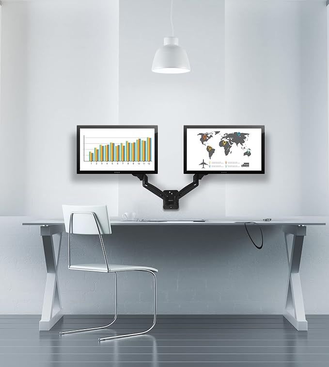 Mount-It! Dual Monitor Wall Mount - 2 Monitor Wall Brackets - Full Motion Adjustable Computer Monitor Wall Mount with Articulating Arms for up to 27" Screens with 75 or 100 VESA Patterns