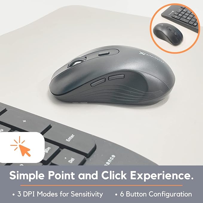 X9 Wireless USB-C Keyboard and Mouse Combo - Dual Port Compatibility (USB C + A) - Versatile Mouse Keyboard Combo Wireless w/ 8" Phone Stand and 113 Keys