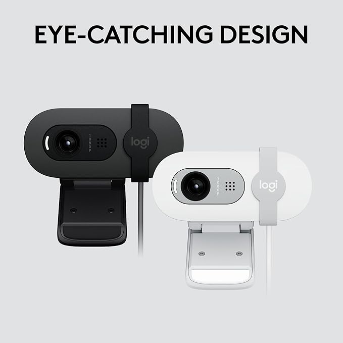 Logitech Brio 101 Full HD 1080p Webcam for Meetings,Streaming,Desktop,Laptop,PC - Built-in Mic,Shutter,Works with Zoom,Microsoft Teams,Nintendo Switch 2’s New GameChat Mode,USB-A,-Black,(Pack of 4)
