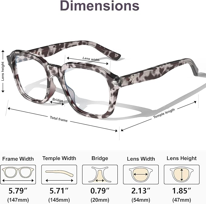 VISOONE Oversized Square Blue Light Blocking Glasses Fashion Computer Eyewear for Women and Men BENNETT
