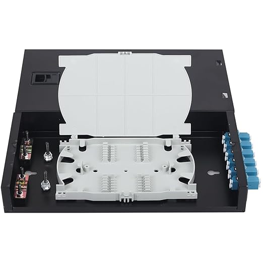 2 Packs 6 Duplex Singlemode LC-OS2 12 Port LC Wall Mount Enclosure Box Desktop Terminal Box + Splice Trays Fiber Cables LC-UPC Kit (Includes Pigtails and Couplers)
