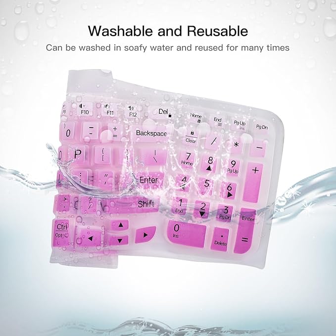 Large Print Keyboard Cover Skin for Logitech Wave Keys MK670 Combo Keyboard Skin, Logitech Wave Keys Wireless Ergonomic Keyboard Cover Protector Skin Accessories, Ombre Purple