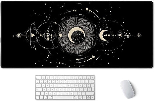 SSOIU Moon Phases Large Mouse Pad, Full Desk XXL Extended Gaming Mouse Pad 35.5" X 15.7", Waterproof Desk Mat Stitched Edges, Non-Slip Laptop Computer Keyboard Mousepad for Office and Home