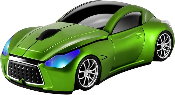 elec Space Cool Sport Car Shape 2.4GHz Wireless Mouse Optical Cordless Mice with USB Receiver for PC Laptop Computer 1600DPI 3 Buttons