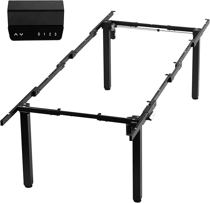 VIVO Electric 4-Leg Dual Motor Standing Desk Frame for Table Tops up to 130 x 60 inches and 352 lbs, Memory Controller Height Adjustment, Frame Only, Black, DESK-E-400B