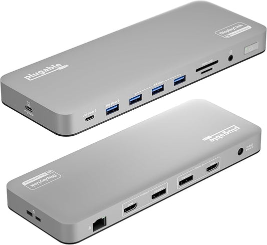 Plugable USB C Laptop Docking Station, Dual Monitor 4K 60Hz for Apple Mac M1/M2/M3/M4/M5/Neo, 2X HDMI or DisplayPort for MacBook, 100W Charging DisplayLink Dock, Driver Install Required (UD-6950PDH)