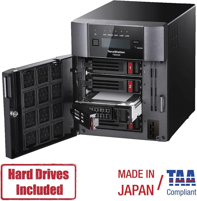 BUFFALO TeraStation 5420DN 4-Bay Business Desktop NAS 32TB (4x8TB) with Hard Drives Included RAID iSCSI Network Storage File Server