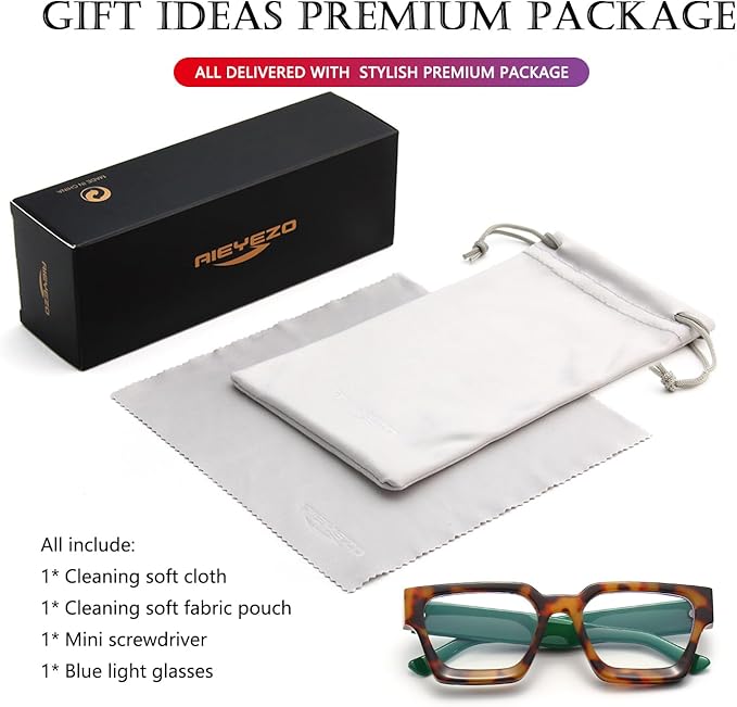 AIEYEZO Square Thick Frame Glasses for Women Men Fashion Blue Light Glasses Trendy Chic Computer Eyeglasses