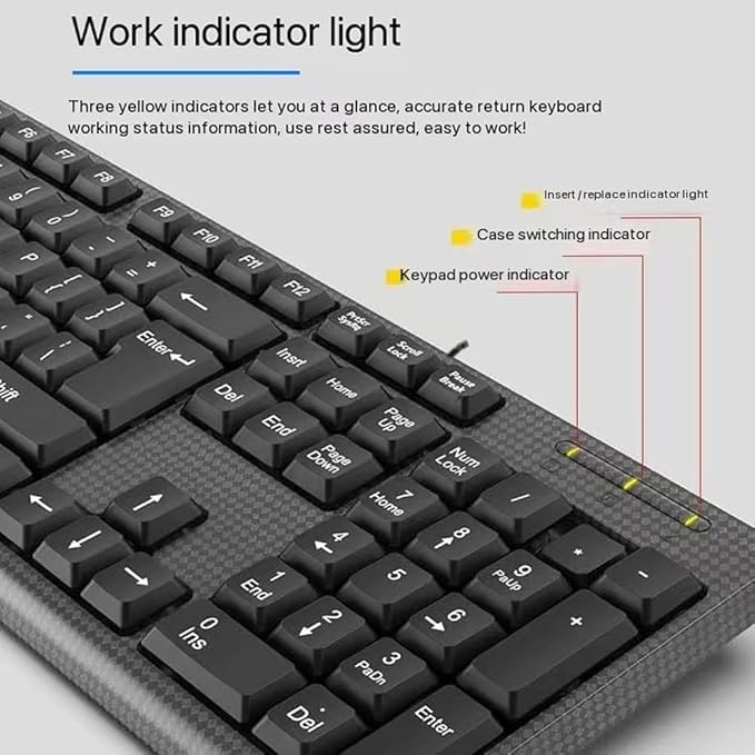 Guiheng 2 Pack Wired Computer Keyboard, Plug Play USB, Large Number Pad, LED Indicators,Ergonomic,Foldable Stands,Anti-Wear Letters Full Size Keyboard,for Windows Mac PC Laptop-Black